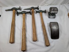 6pc Vintage Craftsman Auto Body Hammer & Dolly Set USA Wood Handle