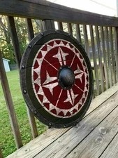 Medieval 24" Viking Shield Wooden Heavy Metal Norse Round Shield Handmade Gift