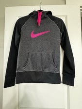 NIKE Sweatshirt Hoodie Pullover Therma-Fit with Pink Logo Women's Size Small