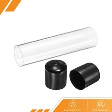 Clear Rigid Acrylic Pipe 54mm ID x 60mm OD 10" with Caps