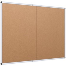 36 x 24 Inch Cork Bulletin Board, Foldable, Silver Aluminium Frame, Notice