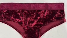 Victoria's Secret PINK Logo Velvet Cheekster Panty Deep Ruby S