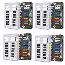 4*12-Way Blade Box Fuse Block Marine FuseBox Auto Holder 12V Bus Bar 32V Car Kit