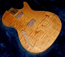 GLUFF CUSTOM WALNUT/ CURLY MAPLE GUITAR BODY FITS STRAT NECK MADE IN THE USA