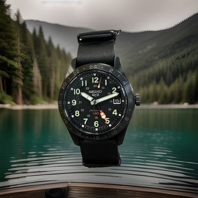 Seiko 5 Sport s Field GMT Automatic SSK025 Leather Strap Watch Made In Japan New