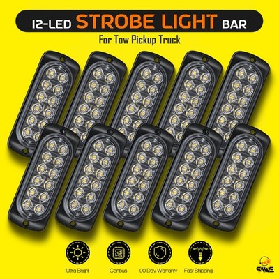 10 x Amber 12 LED Car Truck Emergency Beacon Warning Hazard Flash Strobe Light