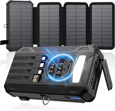 Solar Power Bank 48000Mah Built in 4 Cables, Wireless Portable Charger