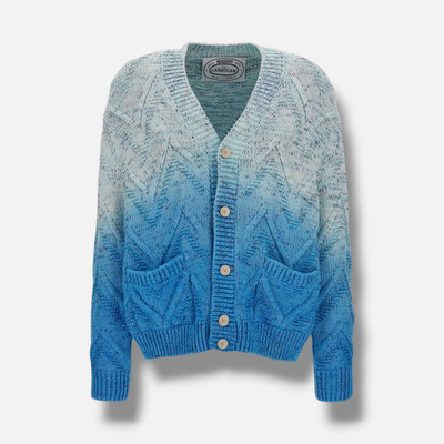 Missoni Women's Blue Chevron Gradient Long-Sleeve V-Neck Cardigan Sweater Size M