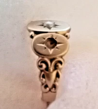 MARVELOUS ANTIQUE OSTBY BARTON 10K GOLD ETCHED PEARL RING SZ 6 OB