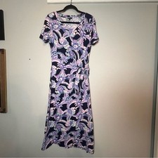 Talbots Nantucket Slub Side Tie Midi Dress Medium Purple Spring Wedding Guest