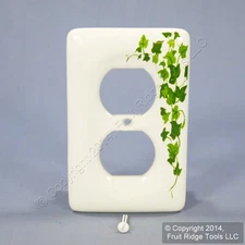 Leviton Porcelain Decorative Green Vine Leaf Receptacle Wallplate Outlet Cover