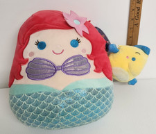 10" Ariel Flounder The Little Mermaid Disney Squishmallow Princess Set