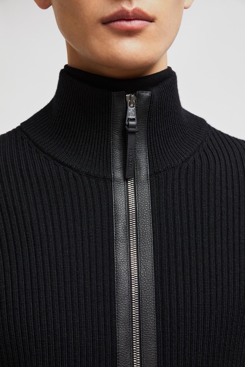 Moncler Black Wool Zip-Up Cardigan Size XXL thumbnail 6