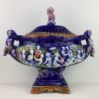 Vintage Capodimonte Italy Ceramic Cherub Tureen (Chipped) (X) S#534