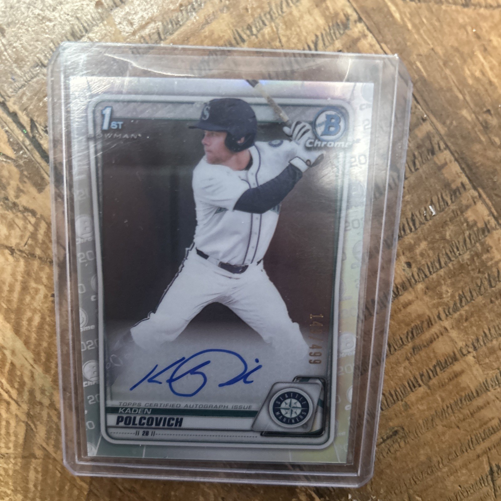 2020 Bowman Chrome Draft Kaden Polcovich 1st Bowman Auto Refractor /499 Seattle