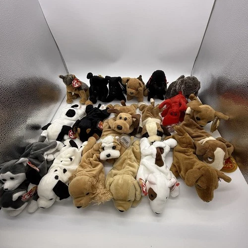 Vintage Ty Beanie Babies Lot Of 22  Most W/Tags -  Dogs
