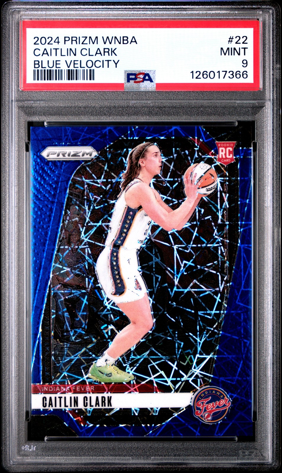 2024 PANINI PRIZM WNBA BLUE VELOCITY #22 CAITLIN CLARK PSA 9