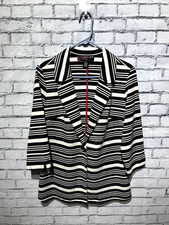 Peck Peck, Women M, Black/White Striped Sequins Long Sleeve Buttons Soft Blazer