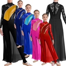 Kids Girls Bodysuit Ballet Unitard Dance Rompers Figure Skating Jumpsuit Party