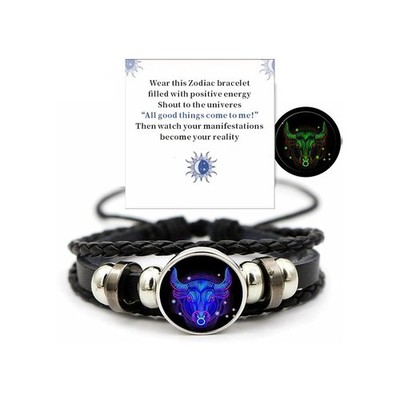 Taurus Zodiac Sign Spirit Bracelet Leather Bracelet for Men Women