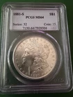 1881 S Morgan Silver Dollar Coin PCGS MS64