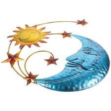 Iron Wall Hanging Pendant Sun And Moon Shape Decoration For Yard Room