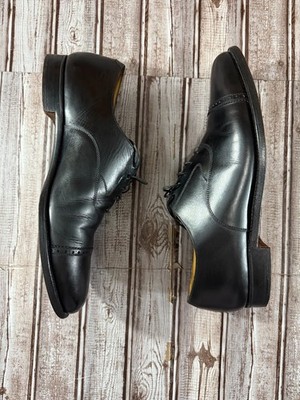 Peal & Co Brooks Brothers leather Cap Toe Dress Shoes Black Sz 12 D made England