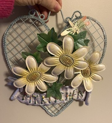 Kitschy Kitchen Wall Decor. Wire Heart Yellow Daisies Butterfly.  My Kitchen .