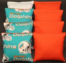MIAMI DOLPHINS Cornhole Bean Bags 8 ACA Regulation Corn Toss Tailgate Bags NEW 