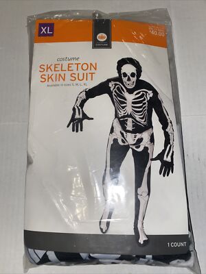 Brand New Costume Skin Suit Skeleton X-ray Adult Size XL Morph suit