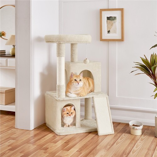 Árbol rascador para Gatos 106 cm con 2 Casitas y Pelota de Juego Natural Sisal - Imagen 22 de 29