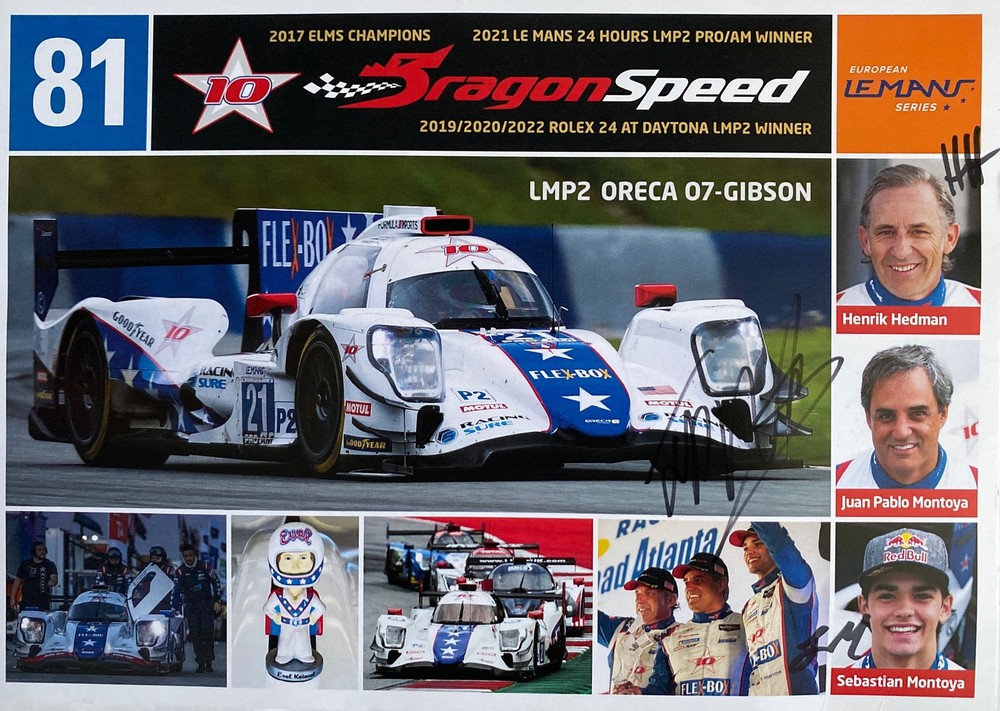 Juan Pablo Montoya & Sebastian Montoya Hedman Le Mans Autographed Promo Card