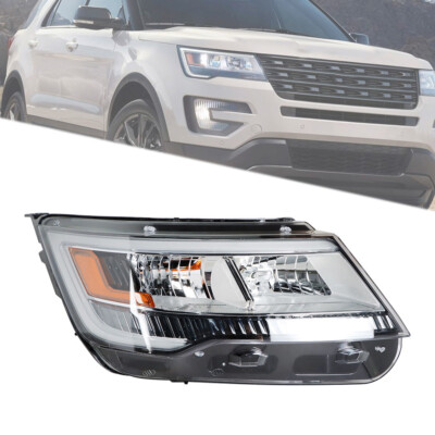 Passenger Side Headlight w/ LED DRL Chrome Housing For 2016-2019 Ford Explorer