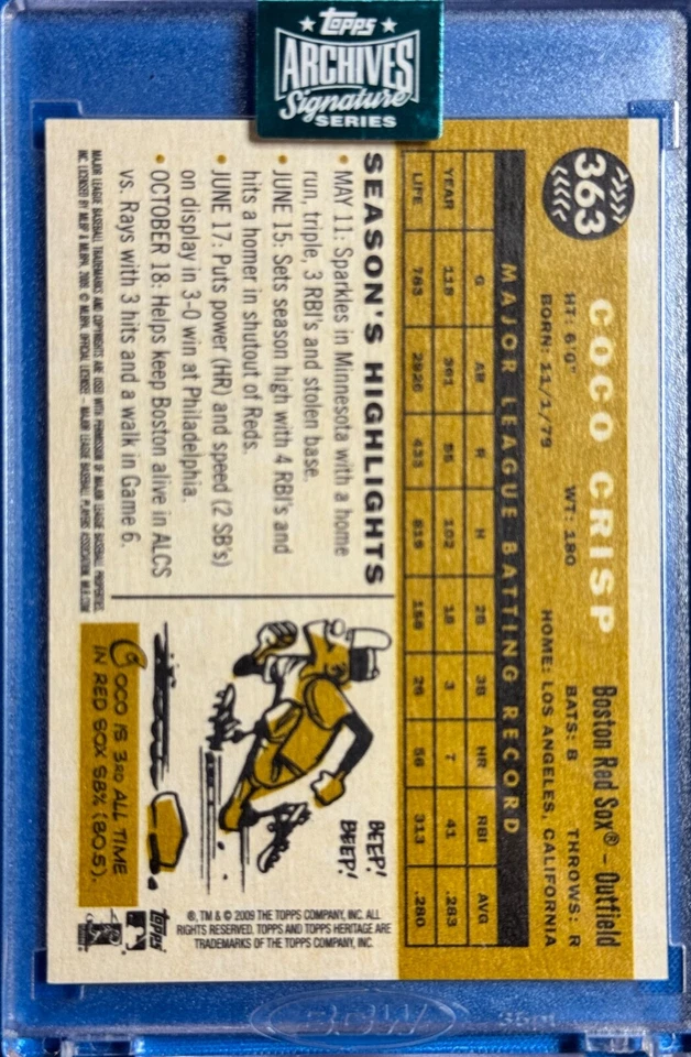 2024 Topps Archives 签名系列 Heritage Coco Crisp 卡 #363 SP 3/5 — 第 2/2 张图片
