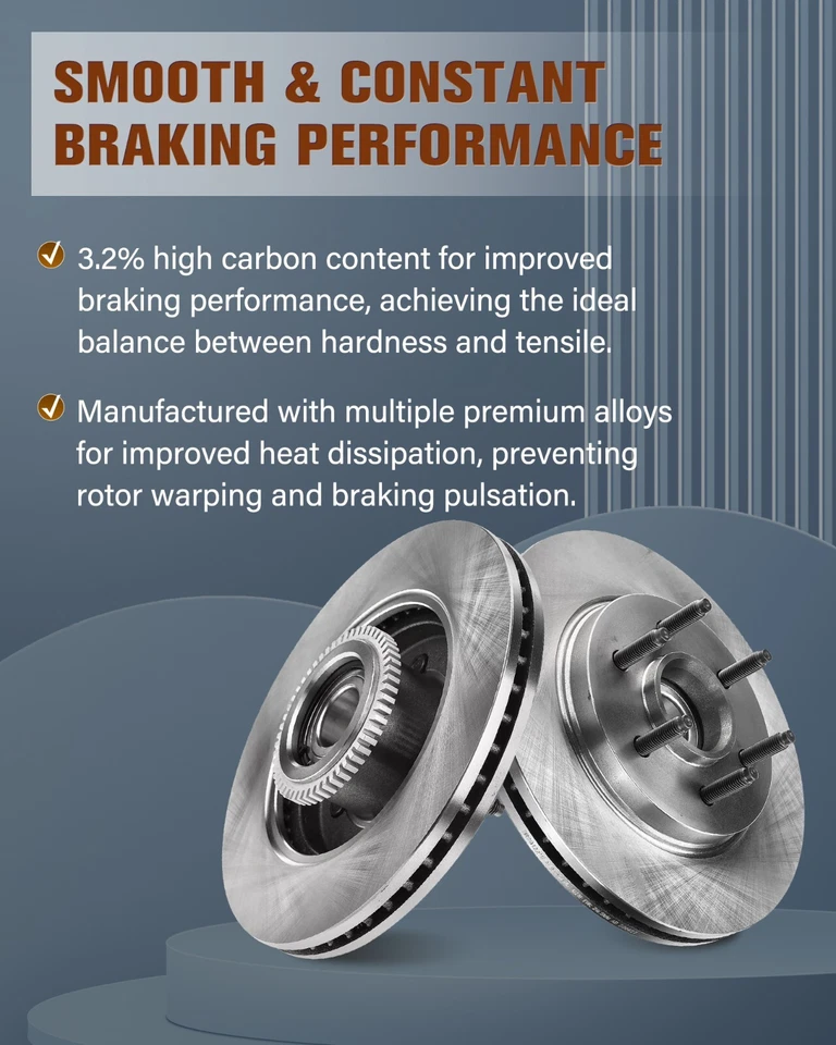 Front Brake Rotors for 2006 - 2008 Lincoln Mark LT 2004 - 2008 Ford F-150 2WD Foto 2 de 4