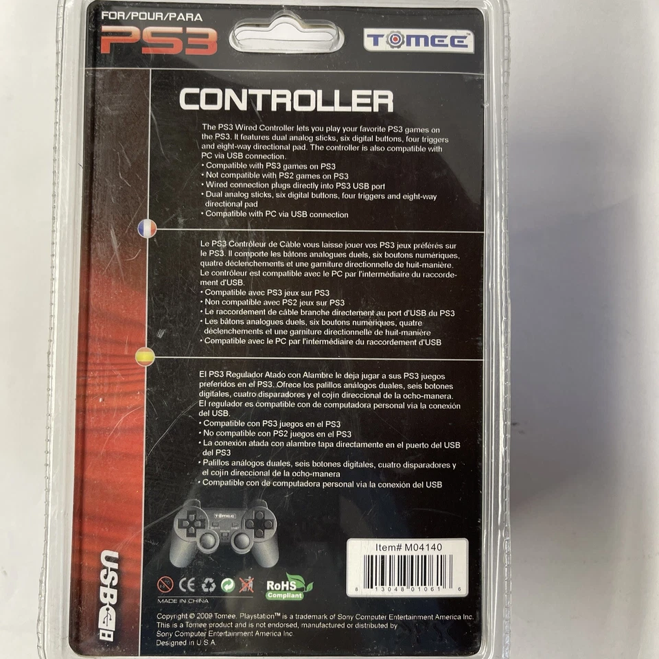 Tomee Brand USB  PS3 PlayStation 3 or PC Controller Black - Image 3 of 3