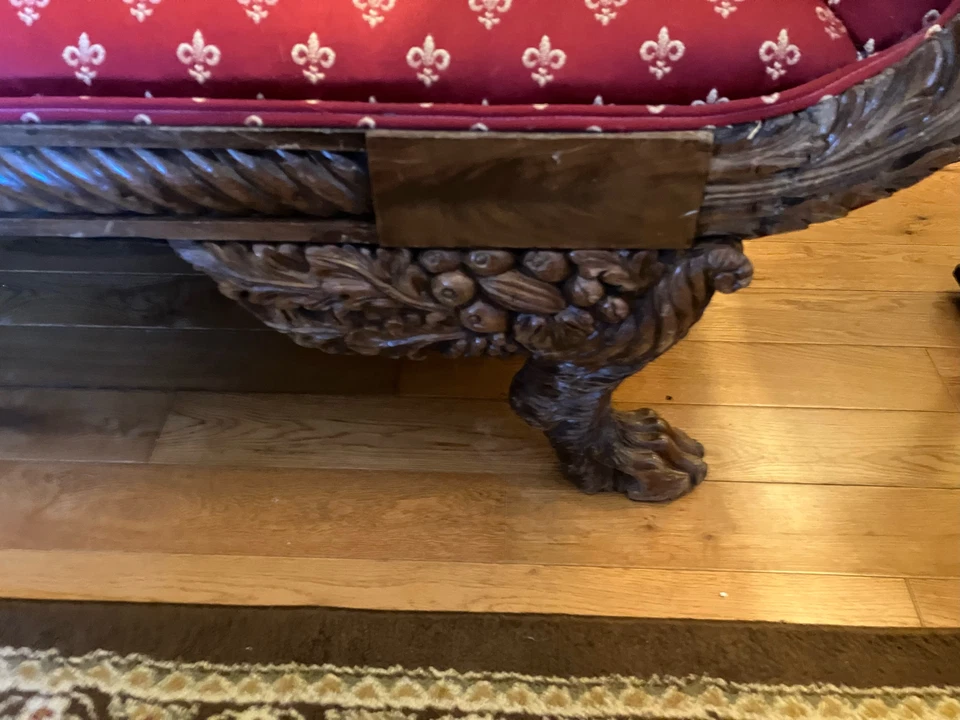 Antiguo sofá de caoba tallada, período federal, ca 1810-30 Foto 3 de 4