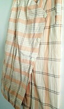 Vintage Skirt Plaid Midi Pink White Gray Pockets Lined