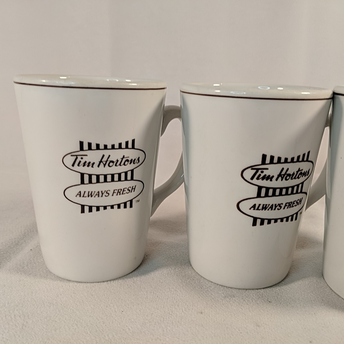 3 Steelite England Tim Hortons Always Fresh Mugs Vintage Cream Brown
