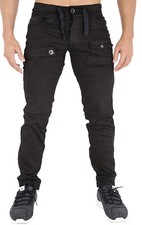 COMBAT CARGO PANTS FOR MEN CUFFED CHINO JOGGERS BLACK 28 30 32 34 36 38 40