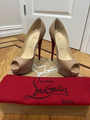 CHRISTIAN LOUBOUTIN LADY PEEP 150 PATENT CALF NUDE SIZE 39.5 | eBay