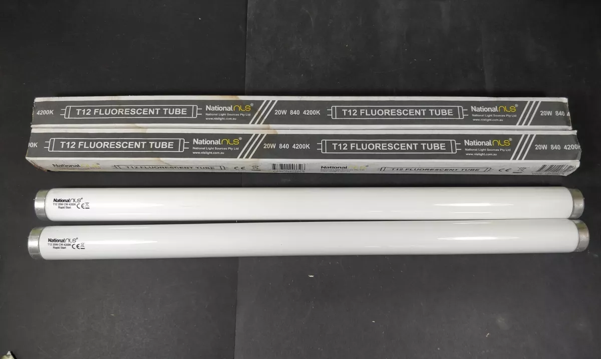 2 x 20W T12 Rapid Start Fluorescent Tubes Lamps 4200K Cool White 600mm 2 foot