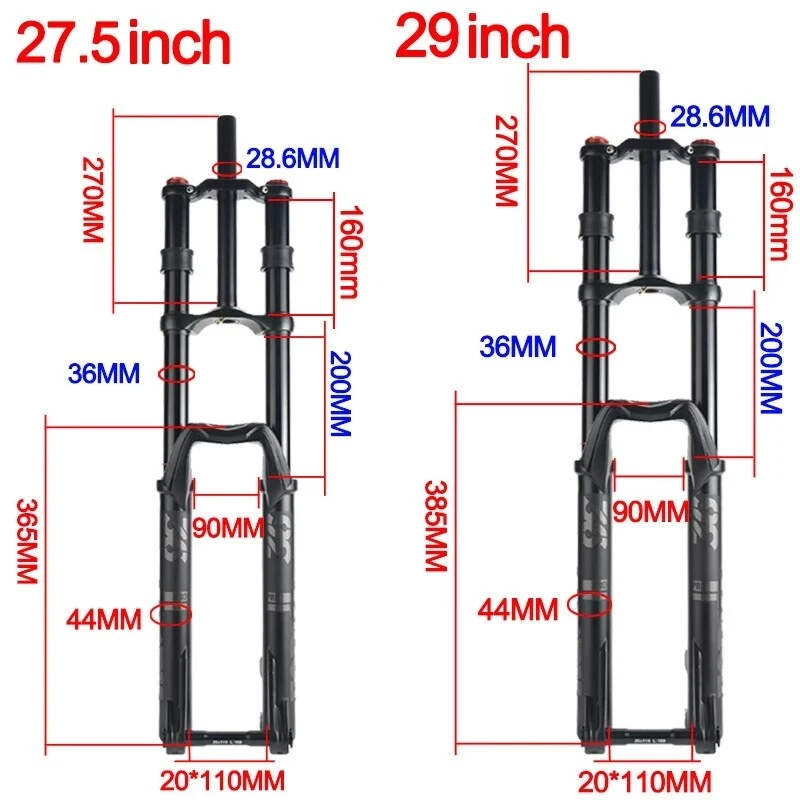 New MTB DH Bike Air Fork Mountain Bike Suspension Forks 110x20/110X15mmThru Axle - Image 3 of 4