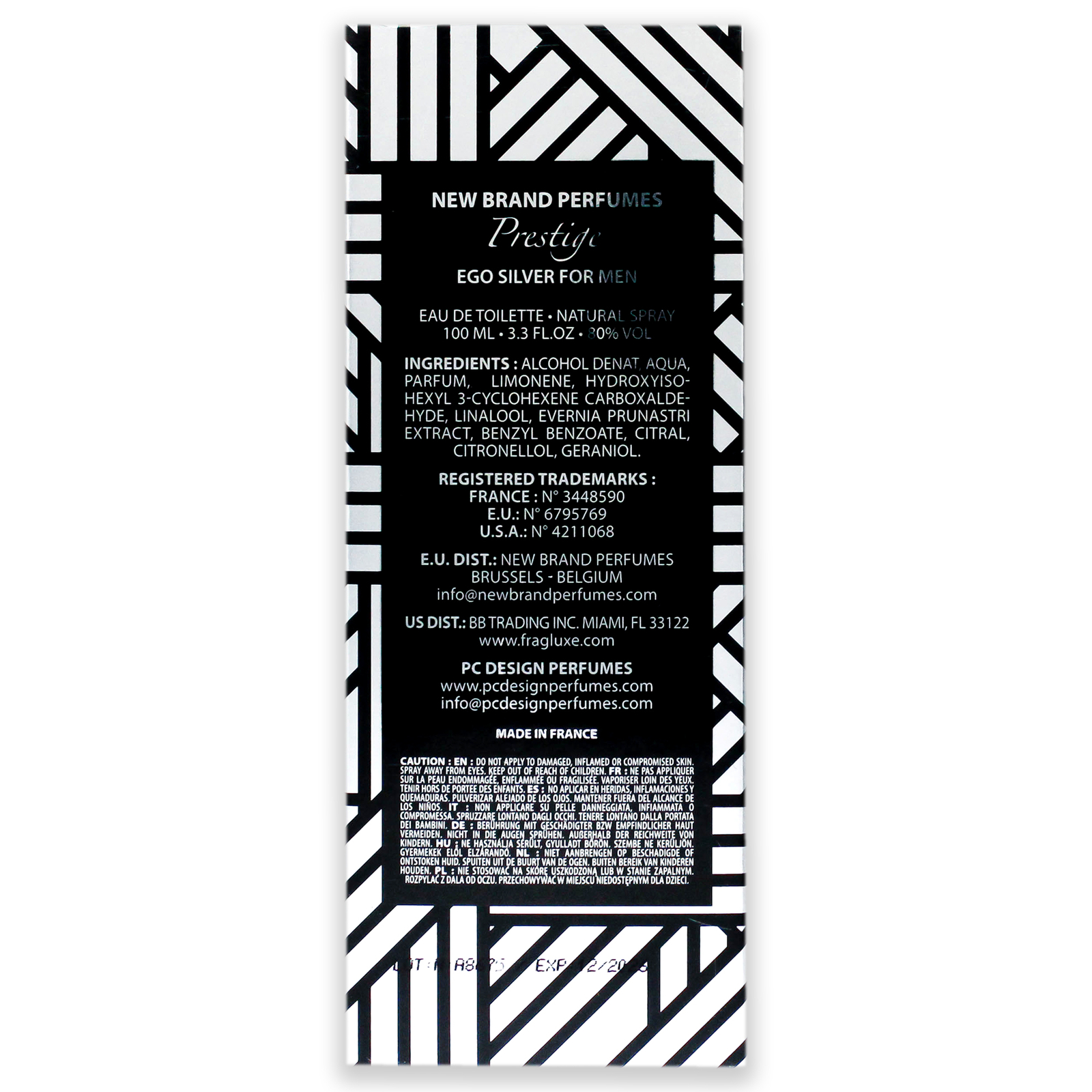 Ego Silver by New Brand for Men - 3.3 oz EDT Spray