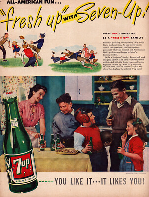 7 Up Seven Up Family Football Kitchen Cookies Children Vintage Print Ad 1946