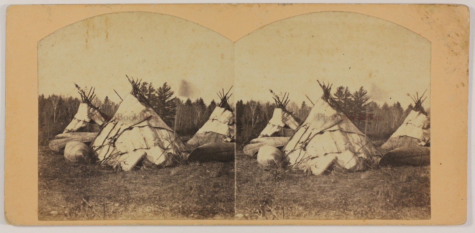 Tiendas de Campaña Indio Campamento Indio Foto Estéreo Vintage Albúmina c1865