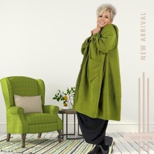 PoCo LAGENLOOK Fleece-Mantel lime grün 44 46 48 50 52 54 56 58 L XL XXL XXXL