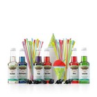 Syrup Assortment with 6 - 16oz Bottles, 50 Snow Cone Cups, Spoon Straws, and .
