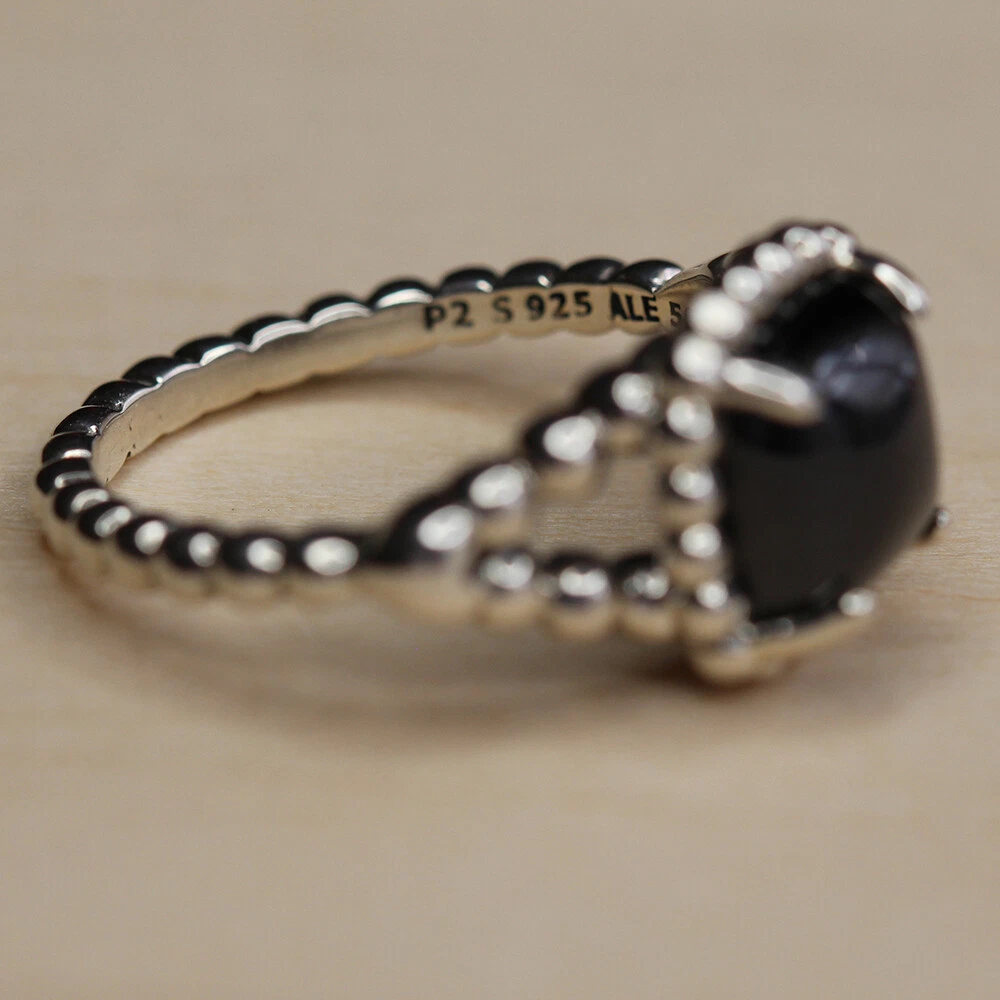 New Authentic Pandora Ring Vibrant Spirit Black Crystal 197188NCK W Suede Pouch