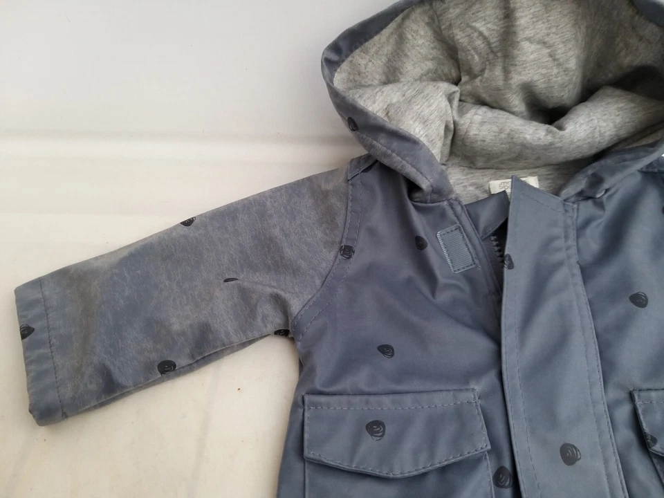 Mamas & Papas Baby Girl Rain Mac Coat Jacket Hooded Grey Waterproof 0-3 months - Image 3 of 4